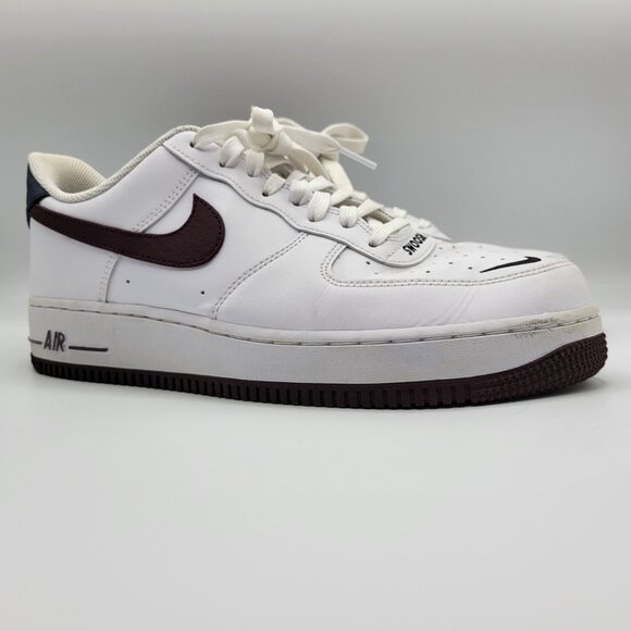 Nike Air Force 1 CJ8731 100 Low Mens Sneakers Size 10 White & Maroon - Picture 8 of 16